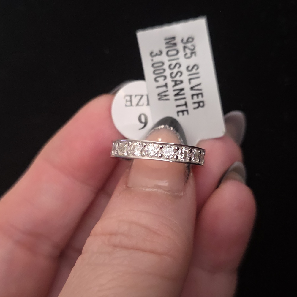 3.00CT VVS D Moissanite Eternity Band Ring | 925 Sterling Silver | Rhodium Plate